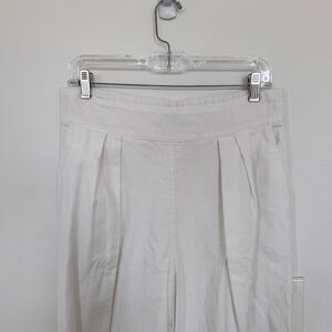 Abercrombie & Fitch White Linen Blend Pleated Trousers